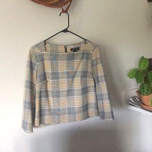 Square neckline boxy 3/4 sleeve blouse